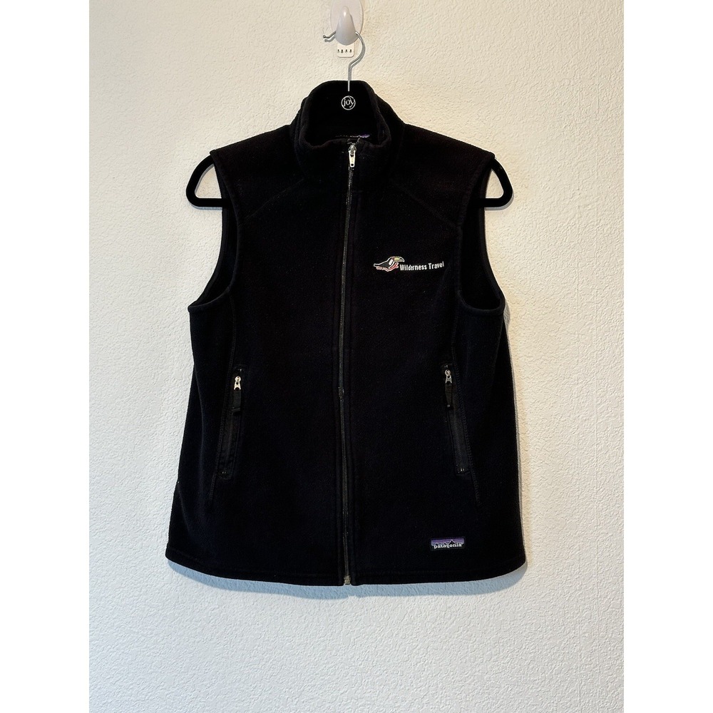 Patagonia Synchilla Vest Womens Size Large Black Fleece Outdoors Hiking CO. LOGO
